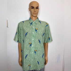🆕 Caribbean Isle Breeze Button-Up Shirt  Hawaiian Men’s Size XL Short Sleeve